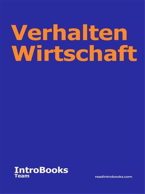 cover image of Verhalten Wirtschaft